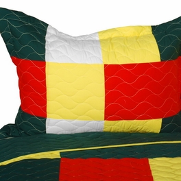 Blancho Bedding [Ixora Chinensis] Vermicelli-Quilted Patchwork Plaid Quilt Set Full/Queen