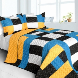 blancho bedding [Jessie J] Vermicelli-Quilted Patchwork Geometric Quilt Set Full/Queen