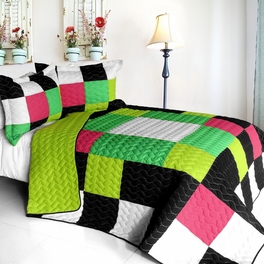 blancho bedding [Jolly Island] 3PC Vermicelli - Quilted Patchwork Quilt Set (Full/Queen Size)