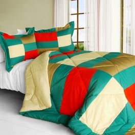blancho bedding [Joy Jungle] Quilted Patchwork Down Alternative Comforter Set (Twin Size)