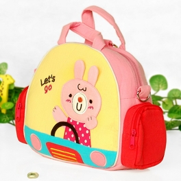 Blancho Bedding [Joyce Rabbit] Embroidered Applique Fabric Art Shoulder Bag / Swingpack / Travel Bag (8.3*8.3*2.7)