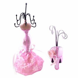 Blancho Bedding [Julie] Jewelry Display Holder Stand Combo Light Pink