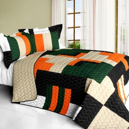 blancho bedding [Jungle Exploration] 3PC Vermicelli - Quilted Patchwork Quilt Set (Full/Queen Size)