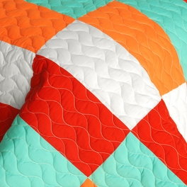 Blancho Bedding [Kaleidoscope] 3PC Vermicelli - Quilted Patchwork Quilt Set (Full/Queen Size)