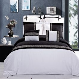 blancho bedding King/Calking Astrid Black/White Embroidered 7 Piece Duvet Cover Set