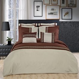 blancho bedding King/Calking Astrid Sage/Chocolate Embroidered 7 Piece Duvet Cover Set