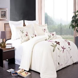 blancho bedding King/Calking South Garden 5 Piece Embroidered Duvet Cover Set