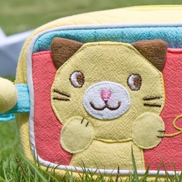 Blancho Bedding [Kitty & Fish] Embroidered Applique Pencil Pouch Bag / Cosmetic Bag / Carrying Case (7.3*3.3*1.4)