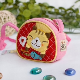Blancho Bedding [Kitty & Fish] Embroidered Applique Swingpack Bag Purse / Wallet Bag / Coin Purse (3.9*3.3)