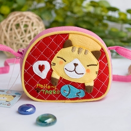 blancho bedding [Kitty & Fish] Embroidered Applique Swingpack Bag Purse / Wallet Bag / Coin Purse (3.9*3.3)