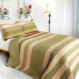 blancho bedding [Last Winter] 3PC Vermicelli-Quilted Patchwork Quilt Set (Full/Queen Size)