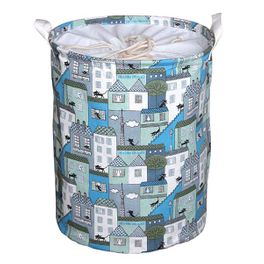 blancho bedding Laundry Baskets/Hamper Clothes Storage Wash Bag Waterproof Storage Barrel-Blue