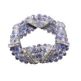 blancho bedding Lavender Faceted Crystals Diamond Studded Silver Rings Triple Bracelet Stretchable Stylish