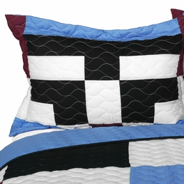 Blancho Bedding [Lazy Weekend Time] 3PC Vermicelli - Quilted Patchwork Quilt Set (Full/Queen Size)