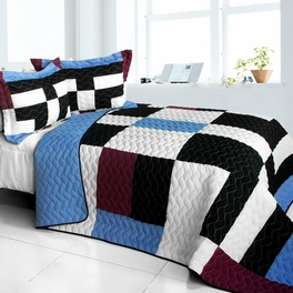 blancho bedding [Lazy Weekend Time] 3PC Vermicelli - Quilted Patchwork Quilt Set (Full/Queen Size)