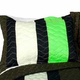 Blancho Bedding [Lemon Tree] 3PC Vermicelli-Quilted Patchwork Quilt Set (Full/Queen Size)