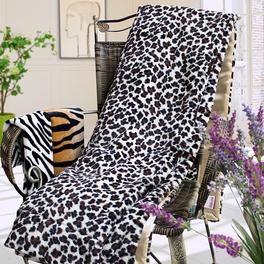 blancho bedding [Leopard Brown] Micro Mink Fur Throw Blanket w/ 14.5 OZ filling (50 by 70 inches)