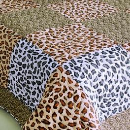 Blancho Bedding [Leopard Pattern] Cotton 3PC Vermicelli-Quilted Patchwork Quilt Set (Full/Queen Size)