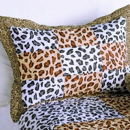 Blancho Bedding [Leopard Pattern] Cotton 3PC Vermicelli-Quilted Patchwork Quilt Set (Full/Queen Size)