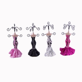 Blancho Bedding Leopard - Set Of 4 Dress Up Doll Necklace Display - Mini Jewelry Holder Jewelry Stand Combos (H) 7" X (W) 3"