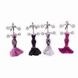 blancho bedding Leopard - Set of 4 Dress Up Doll Necklace Display - Mini Jewelry Holder Jewelry Stand Combos (H) 7" x (W) 3"