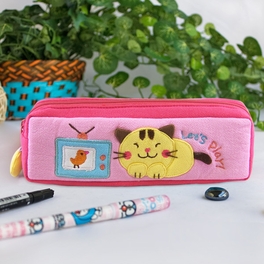 blancho bedding [Let's Play] Embroidered Applique Pencil Pouch Bag / Cosmetic Bag / Carrying Case (7.5*2.5*1.6)