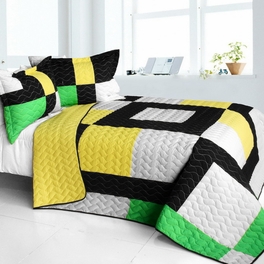 blancho bedding [Life Force] Brand New Vermicelli-Quilted Patchwork Quilt Set Full/Queen