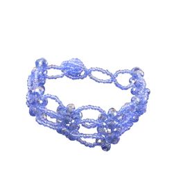 blancho bedding Light Sapphire Faceted Crystals Small Beads Flower Bracelet Stretchable Stylish