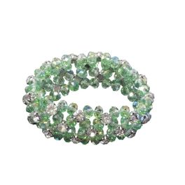 blancho bedding Lime Green Faceted Crystals Sparkling Diamonds Bracelet Stretchable Stylish