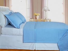blancho bedding Lit-Blue Checkered Coverlet Set 3PC Egyptian cotton 400 Thread count(King/Calking)