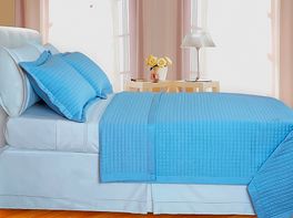 blancho bedding Lit-Blue Checkered Coverlet Set 3PC Egyptian cotton 400 Thread count(Twin Size)