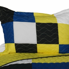 Blancho Bedding [Little Smile] Vermicelli-Quilted Patchwork Geometric Quilt Set Full/Queen