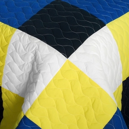Blancho Bedding [Little Smile] Vermicelli-Quilted Patchwork Geometric Quilt Set Full/Queen