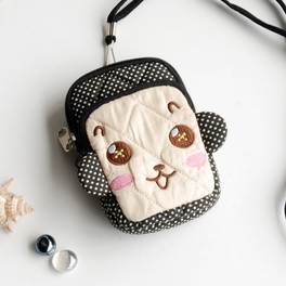 Blancho Bedding [Lively Monkey] Embroidered Applique Fabric Art Wallet Purse/ Pouch Bag (2.9 X 4.7 X 0.98 Inches)