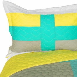 Blancho Bedding [Lollipops - B] Vermicelli-Quilted Patchwork Geometric Quilt Set Full/Queen