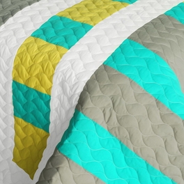 Blancho Bedding [Lollipops - B] Vermicelli-Quilted Patchwork Geometric Quilt Set Full/Queen