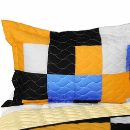 Blancho Bedding [Long River] 3PC Vermicelli - Quilted Patchwork Quilt Set (Full/Queen Size)
