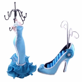 Blancho Bedding [Lorraine] Jewelry Display Holder Stand Combo Blue