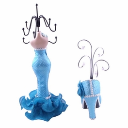 Blancho Bedding [Lorraine] Jewelry Display Holder Stand Combo Blue