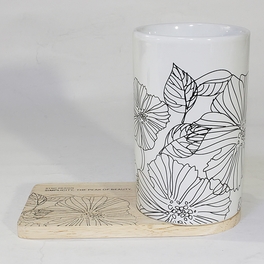 Blancho Bedding [Lotus Leaves] Graphic Mug / Wood Coaster - No Handle (4.4 Inch Height)