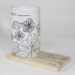 Blancho Bedding [Lotus Leaves] Graphic Mug / Wood Coaster - No Handle (4.4 Inch Height)