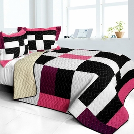 blancho bedding [Love For A Child] 3PC Vermicelli - Quilted Patchwork Quilt Set (Full/Queen Size)