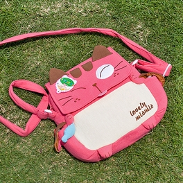 Blancho Bedding [Love Mio Mio] Embroidered Applique Kids Kitty Shoulder Bag / Swingpack / Travel Bag (8.3*7.5*2.4)
