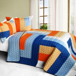 blancho bedding [Love Parade] 3PC Vermicelli - Quilted Patchwork Quilt Set (Full/Queen Size)