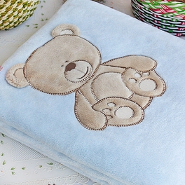 Blancho Bedding [Lovely Bear] Embroidered Applique Polar Fleece Baby Throw Blanket (30.7 By 39.4 Inches)