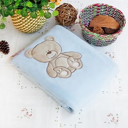 blancho bedding [Lovely Bear] Embroidered Applique Polar Fleece Baby Throw Blanket (30.7 by 39.4 inches)