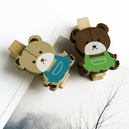 Blancho Bedding [Lovely Bear] - Wooden Clips / Wooden Clamps / Mini Clips