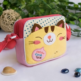 Blancho Bedding [Lovely Kitten] Embroidered Applique Swingpack Bag Purse / Wallet Bag / Shoulder Bag (5.5*4.7*1.2)