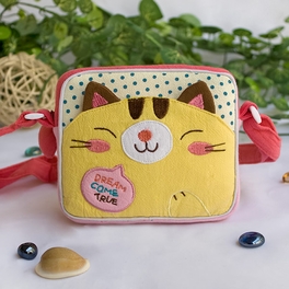 blancho bedding [Lovely Kitten] Embroidered Applique Swingpack Bag Purse / Wallet Bag / Shoulder Bag (5.5*4.7*1.2)