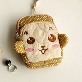 Blancho Bedding [Lovely Monkey] Embroidered Applique Fabric Art Wallet Purse/ Pouch Bag (2.9 X 4.7 X 0.98 Inches)